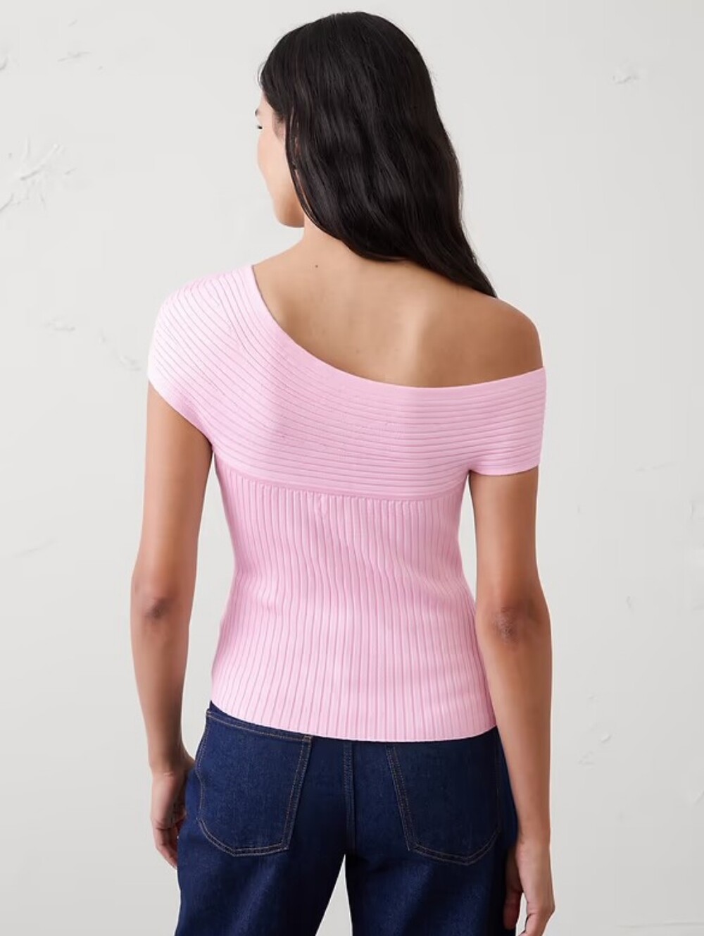 NWT BANANA REPUBLIC | $85 Asymmetrical Ribbed Sweater Blouse - Pink - Picture 3 of 6